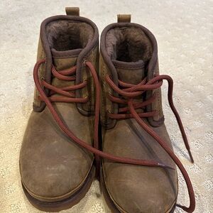 UGG Kids Brown Boots with Red Laces